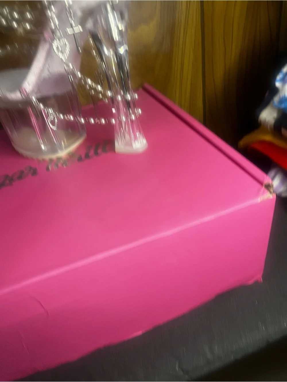 Clear Pearl-Embellished Platform Heels in Light Pink - Picture 6 of 6
